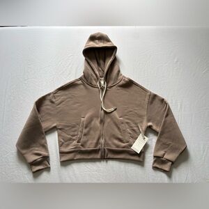 NWT-No Comment Cropped Zip-Up Hoodie